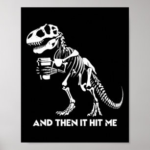 Skelet T-rex Dinosaur Halloween Mannen Vrouwen Gra Poster
