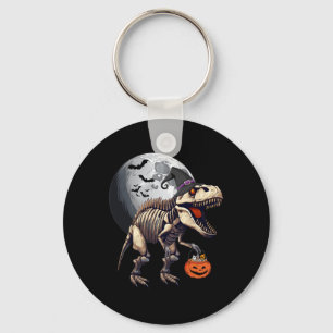 Skelet T Rex Dinosaurus Grappige Halloween Pompoen Sleutelhanger