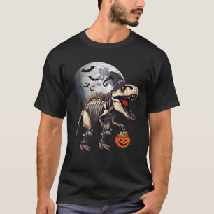 Skelet T Rex Dinosaurus Grappige Halloween Pompoen T-shirt