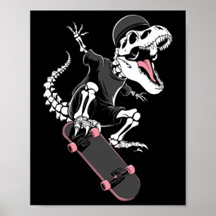 Skelet T-rex Skateboarder - Vintage Dinosaur Ska Poster