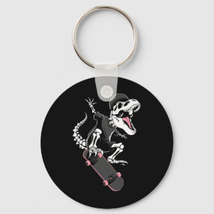 Skelet T-rex Skateboarder - Vintage Dinosaur Ska Sleutelhanger