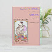 Skelet Tarot QR Gotische Bruiloft Save The Date (Staand voorkant)