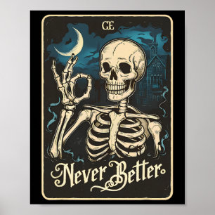 Skelet Tarotkaart Nooit Beter Schedel Halloween Poster
