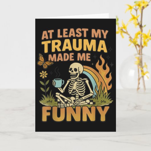 Skelet Tenminste Heeft Mijn Trauma Me Grappig Gema Kaart (Gele Bloem)
