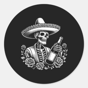  skelet tequila mexico dia de los muertos ronde sticker