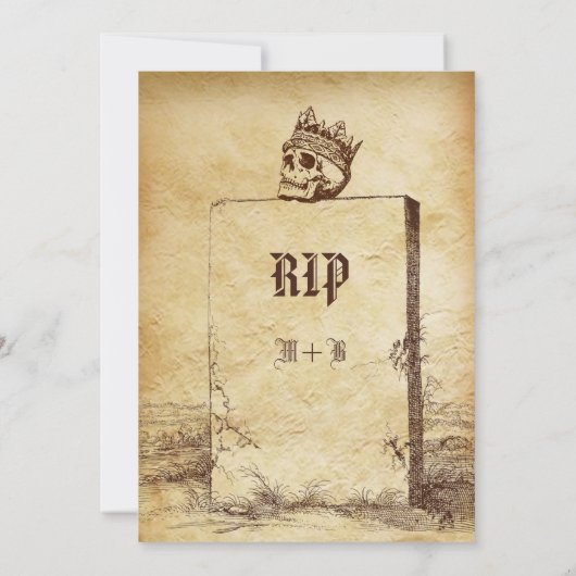  skelet Tombstone Gotische Halloween Party Kaart (Achterkant)