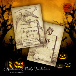 skelet Tombstone Gotische Halloween Party Kaart
