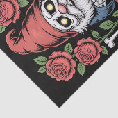 Skelet tuin kabouter met rozen en tekst tissuepapier (Detail)