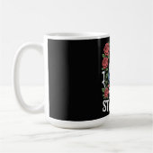 Skelet tuinkabouter met rozen en tekst koffiemok (Links)