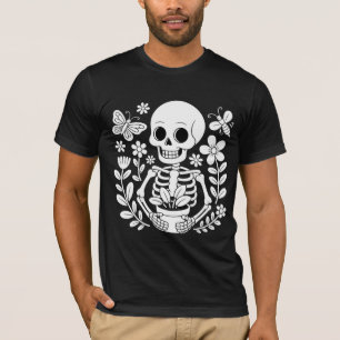 Skelet Tuinman Kunst Fantasie Bloempot T-shirt