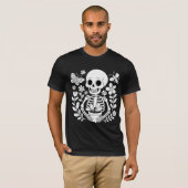 Skelet Tuinman Kunst Fantasie Bloempot T-shirt (Voorkant volledig)