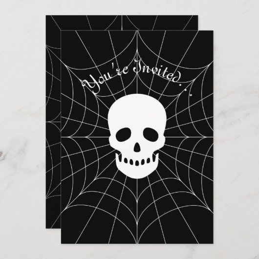 Skelet Uitnodiging met Spinnenweb (Voorkant / Achterkant)