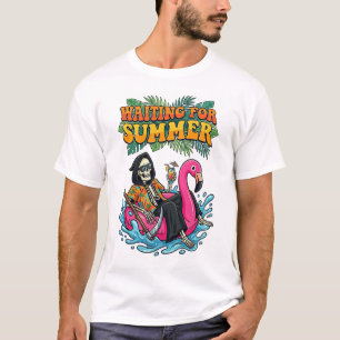 Skelet Vakantie Zomer Flamingo Zeis Kunst T-shirt