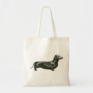 skelet van dachshund tote bag