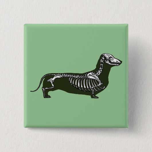 skelet van dachshund vierkante button 5,1 cm (Voorkant)