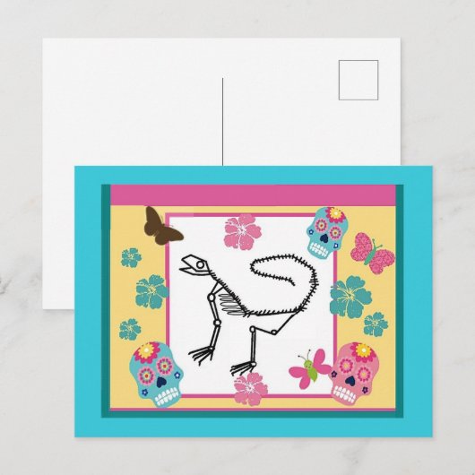 Skelet van de hagedis, Dag van de dood Briefkaart (Voorkant / Achterkant)