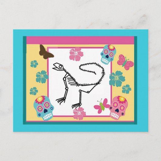 Skelet van de hagedis, Dag van de dood Briefkaart (Voorkant)