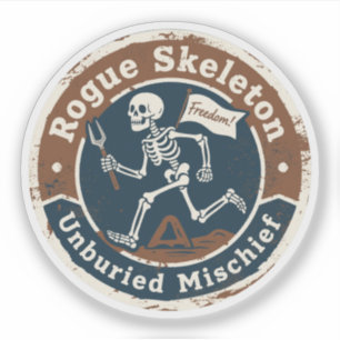 Skelet van de Schurk: Archeologische Grap Sticker