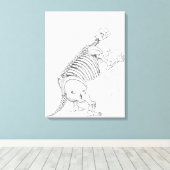 Skelet van een Mylodon Canvas Afdruk (Insitu (Houten vloer))