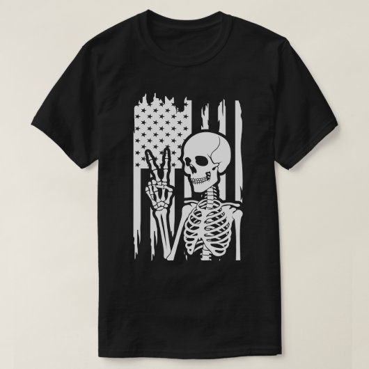 Skelet van het Vredesteken met Nare Amerikaanse Vl T-shirt (Design voorkant)
