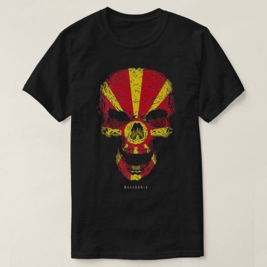 Skelet van Macedonië op Macedonische roet T-shirt (Design voorkant)
