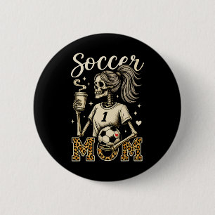 Skelet van voetbalmoeder koffie luipaard stijl vin ronde button 5,7 cm