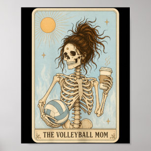 Skelet van Volleybalmoeder Grappig Halloween Volle Poster