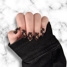 Skelet van zwarte flora Halloween minx nagelkunst