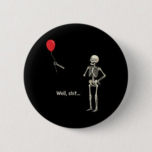 Skelet Verloor Ballon Spul Skelet Grappig Ronde Button 5,7 Cm
