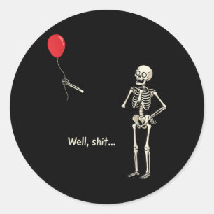 Skelet Verloor Ballon Spul Skelet Grappig Ronde Sticker