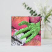 Skelet vingers & schedel & pompoenen voor Hallowee Kaart (Staand voorkant)