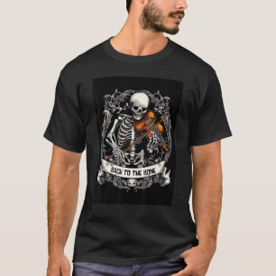 Skelet Vioolspeler Bach tot op het Bot Muziek Pun T-shirt