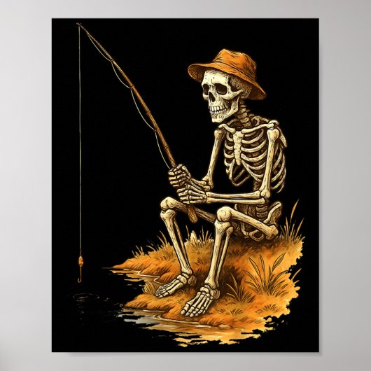 Skelet Vissen Grappige Halloween Kostuum Mannen Vr Poster (Voorkant)