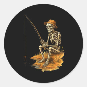 Skelet Vissen Grappige Halloween Kostuum Mannen Vr Ronde Sticker