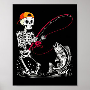 Skelet Vissen Halloween Kostuum Grappig Vissen B Poster