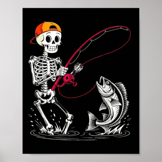 Skelet Vissen Halloween Kostuum Grappig Vissen B Poster (Voorkant)