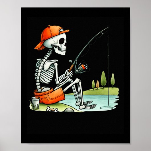 Skelet Vissen Halloween Kostuum Grappig Vissen B Poster (Voorkant)