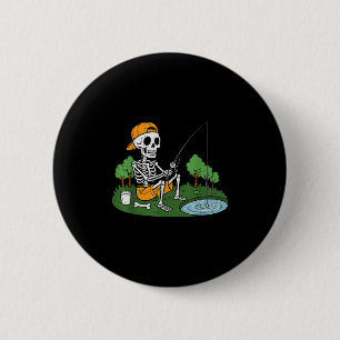 Skelet Vissen Halloween Soky Visser Vis Mannen Ronde Button 5,7 Cm