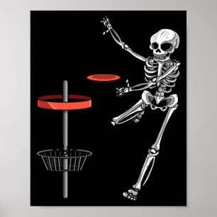 Skelet Vliegende Schijf Golf Halloween Frisbee Een Poster
