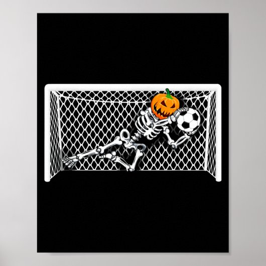 Skelet Voetbal Doelverdediger Halloween Pompoen Poster (Voorkant)