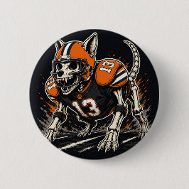 Skelet Voetbal Hond Comic Kunst Ronde Button 5,7 Cm