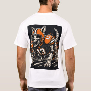 Skelet Voetbal Hond Comic Kunst T-shirt