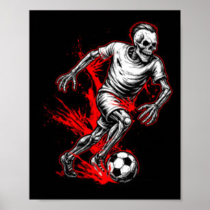 Skelet Voetbalspeler - Enge Halloween Geest Poster