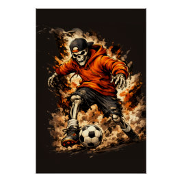 Skelet Voetbalspeler Streetwear Cartoon – Dyna Perfect Poster