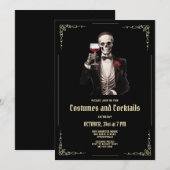 Skelet Volwassen Halloween Cocktail Party Uitnodig Feestdagenkaart (Voorkant / Achterkant)