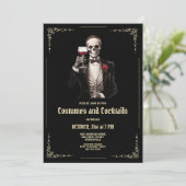 Skelet Volwassen Halloween Cocktail Party Uitnodig Feestdagenkaart (Staand voorkant)