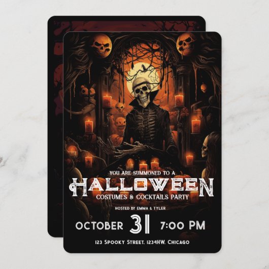 Skelet Volwassen Halloween Enge Cocktail Party Kaart (Voorkant / Achterkant)