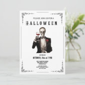 Skelet Volwassen Halloween Feestuitnodiging Feestdagenkaart (Staand voorkant)