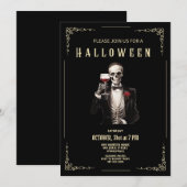 Skelet Volwassen Halloween Feestuitnodiging Feestdagenkaart (Voorkant / Achterkant)