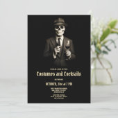 Skelet Volwassen Halloween Invitation Feestdagenkaart (Staand voorkant)